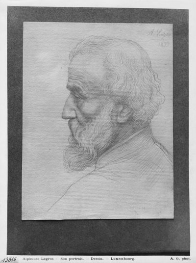 1899年の長い髪の老人の頭（紙にシルバーポイント） 作： Alphonse Legros