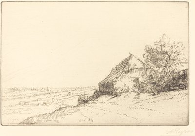 丘の中腹のあばら屋 (Masure sur la colline) 作： Alphonse Legros