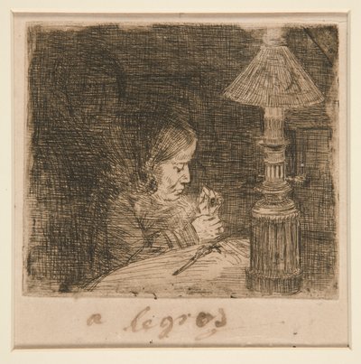La Couseuse (裁縫の女) 作： Alphonse Legros