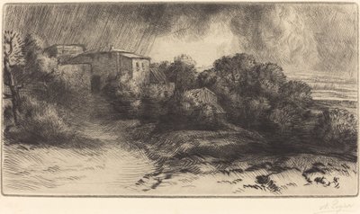 ブリューの嵐の中の農場 作： Alphonse Legros
