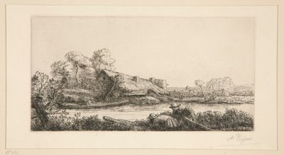 川沿いの牧場: 夜の効果 作： Alphonse Legros