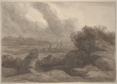 風景（セピアウォッシュでエッチング） 作： Alphonse Legros