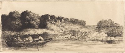 船のある風景、一皿目 作： Alphonse Legros