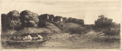 船のある風景、一皿目 作： Alphonse Legros