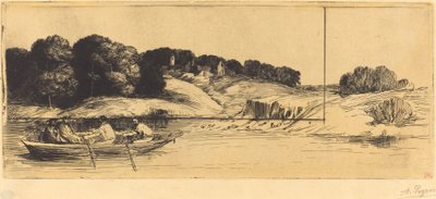 船のある風景、一皿目 作： Alphonse Legros