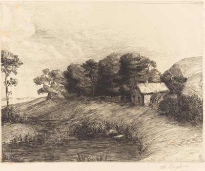 池のある風景 (Le Paysage a la mare) 作： Alphonse Legros