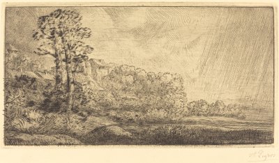 2 本の木のある風景 2 本の木のある風景。 作： Alphonse Legros