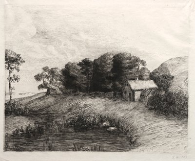池のある風景。 作： Alphonse Legros
