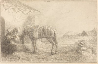 馬に水をやる男 Homme abreuvant un cheval. 作： Alphonse Legros