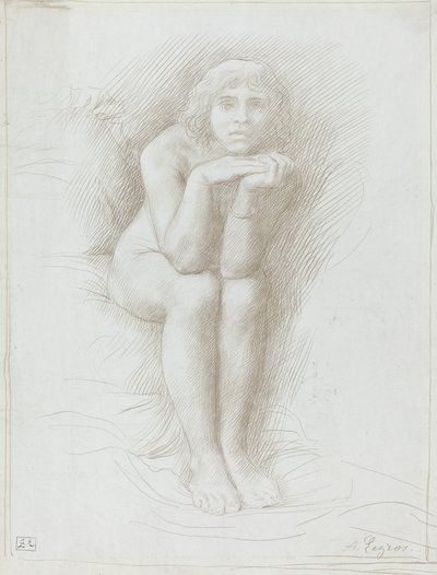 着席ヌードモデル。 作： Alphonse Legros