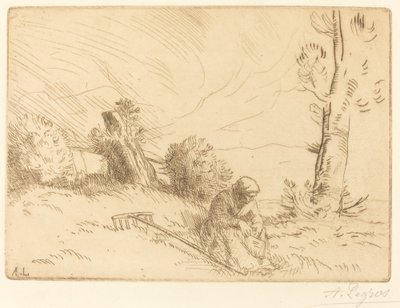 生垣のそばに座る農民の女性 生垣のそばに座る農民の女性 作： Alphonse Legros