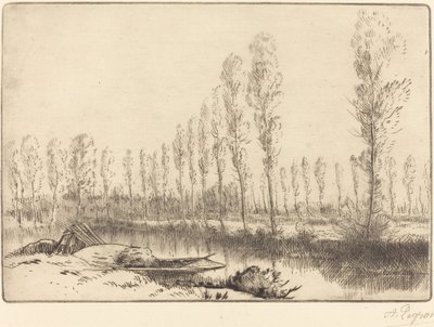 アミアン近郊のポプラ 泥炭地であるアミアン近郊。 作： Alphonse Legros