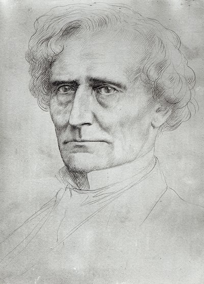 ヘクター・ベルリオーズの肖像（1803-69）（紙にペンとインク） 作： Alphonse Legros