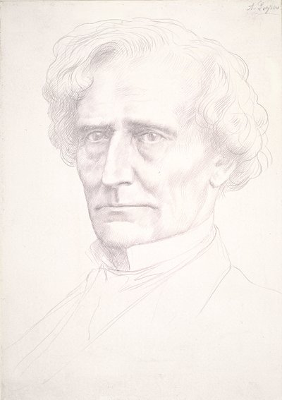 ヘクターベルリオーズの肖像画（ピンクの準備された紙のゴールドポイント） 作： Alphonse Legros