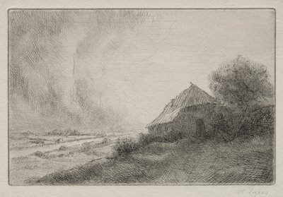 丘の中腹にある廃墟の家 作： Alphonse Legros