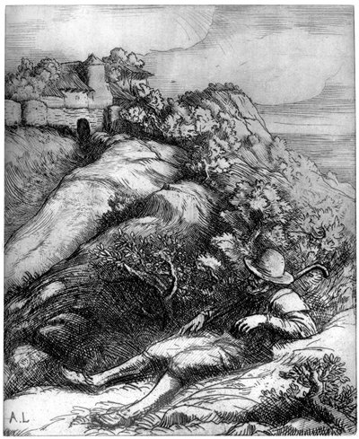 羊飼い休憩、c1860-1910 1924 作： Alphonse Legros