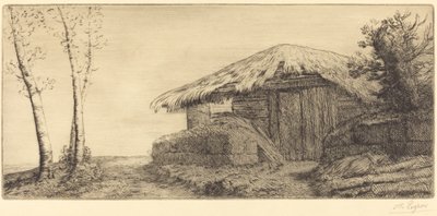 丘の中腹にある羊飼いの小屋 作： Alphonse Legros