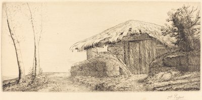 丘の中腹にある羊飼いの小屋 作： Alphonse Legros
