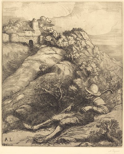 スリーピング シェパード (Le repos duberger) 作： Alphonse Legros