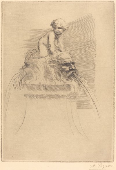 小さな噴水、グロテスクで遊ぶ子供 作： Alphonse Legros
