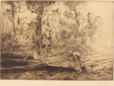 二乗丸太 丸太を割る男。 作： Alphonse Legros