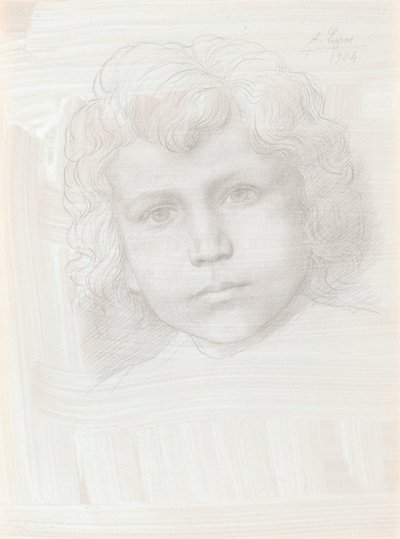 少女のキューピッド ヘッドの習作、1904 年。 作： Alphonse Legros