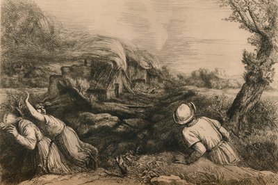 バーニングビレッジ、c1880 作： Alphonse Legros