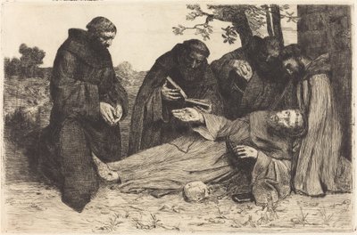 聖フランシス・ラ・モルト・ド・サン・フランソワの死。 作： Alphonse Legros