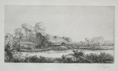 ラフェルムシュルラリビエール川沿いの農場：夜の効果。 作： Alphonse Legros