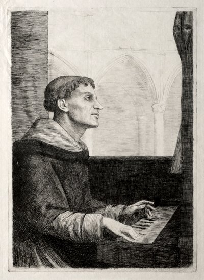 オルガンの僧侶。 作： Alphonse Legros