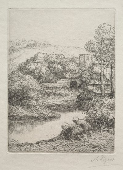 The Washerwomen Le Lavoir、Dite Les Laveusesと呼ばれる洗濯場。 作： Alphonse Legros