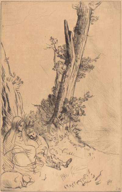 休憩中の旅行者 休憩中の旅行者。 作： Alphonse Legros