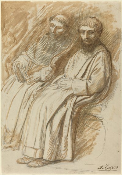 教会に座る二人の修道士 作： Alphonse Legros