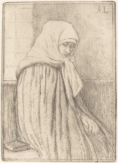 教会に座る若い農民 作： Alphonse Legros
