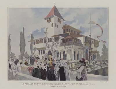 1900年のパリ万国博覧会のボスニア・ヘルツェゴビナのパビリオン（カラーリトグラフ 作： Alphonse Marie (after) Mucha