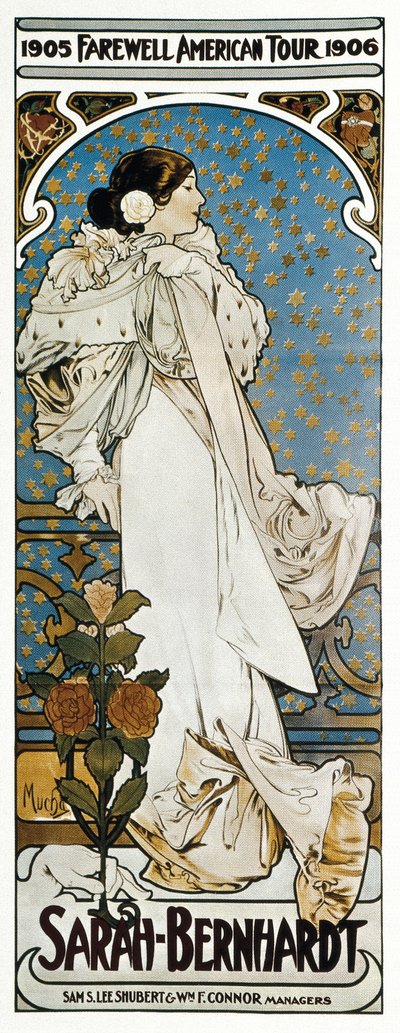 サラ・ベルナールのフェアウェル・アメリカン・ツアーのポスター 作： Alphonse Marie Mucha