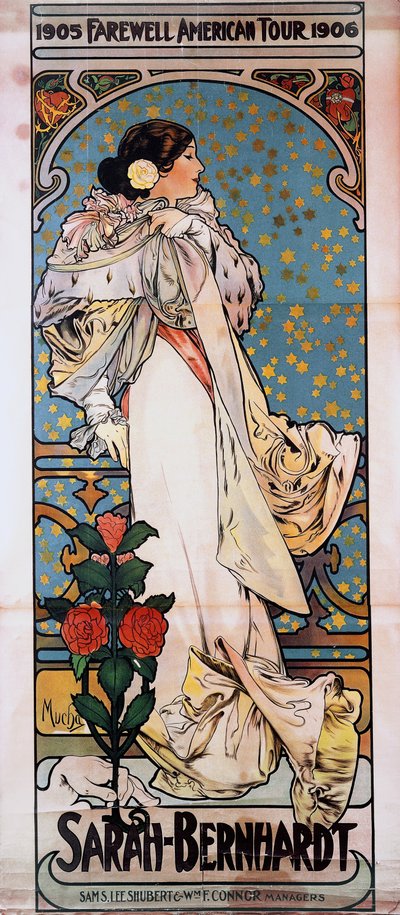 サラバーンハートの別れのアメリカンツアーのポスター、1905-1906年、1905年頃 作： Alphonse Mucha