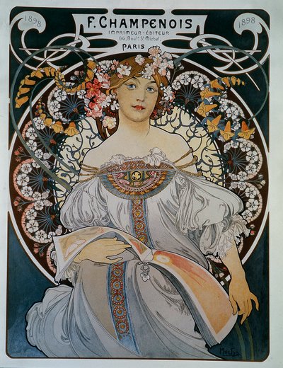 印刷出版社F.シャンペノワの広告 - ミュシャによる 作： Alphonse Mucha