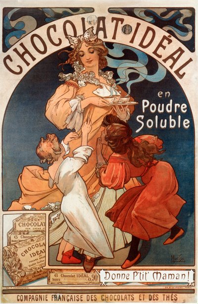 理想のチョコレートの広告ポスター 作： Alphonse Mucha