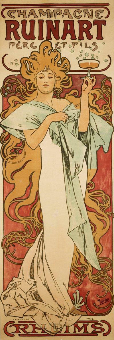 シャンパーニュルイナール、1896年 作： Alphonse Mucha