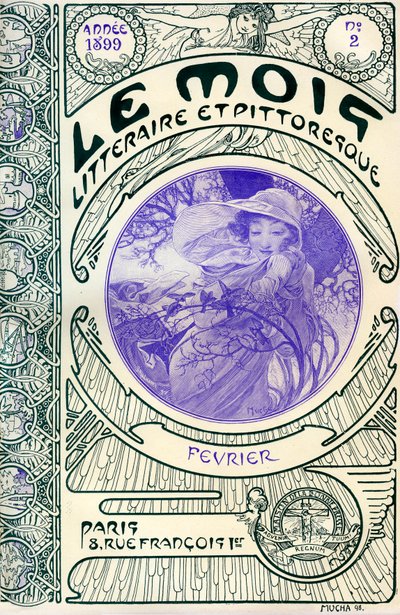 アルフォンス・ミュシャ（1860-1939）の雑誌（月刊誌）Le Month litteraire et picturesqueの表紙：1899年2月 - Maison de la Bonne Presse - 。 作： Alphonse Mucha