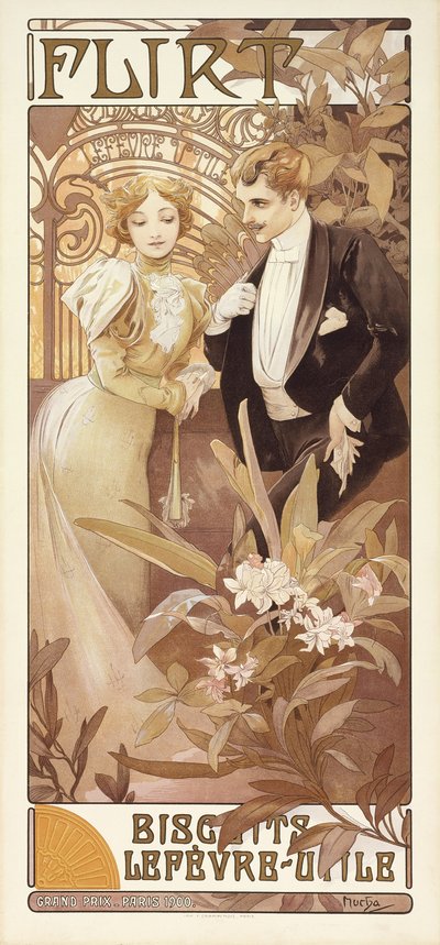 フラート」1895年～1900年頃（カラーリトグラフ 作： Alphonse Mucha