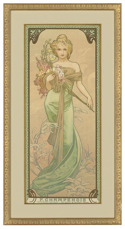 フォーシーズン：春、1900 作： Alphonse Mucha