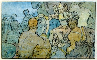 フランスの作家アナトール・フランスの作品「クリオ」からアルフォンス・ミュシャが描いたイラスト。1900.ミュシャ（1860年 1939年）。チェコのアール・ヌーヴォーの画家である 作： Alphonse Mucha