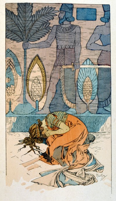 アルフォンス・ミュシャによる、ポール・ヴェロラの3幕の詩「ラーマ」の挿絵（1898年頃）。ミュシャ（1860年～1939年）は、チェコのアールヌーボーの画家です。 作： Alphonse Mucha