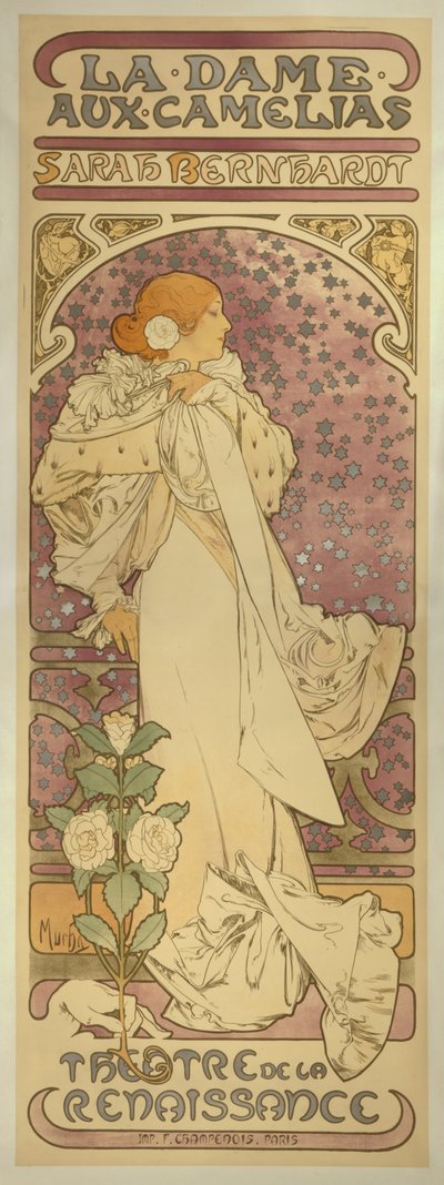 サラ・ベルナールとの「ラ・ダム・オ・カメリア」 作： Alphonse Mucha