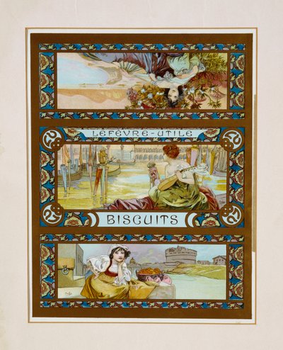 Lefevre-Utile、ビスケット、1910年頃 作： Alphonse Mucha