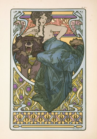 1902年、1902年に出版された本「Documents Decoratifs」のプレート47 作： Alphonse Mucha