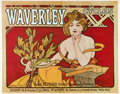 Waverleyサイクルの広告ポスター 作： Alphonse Mucha