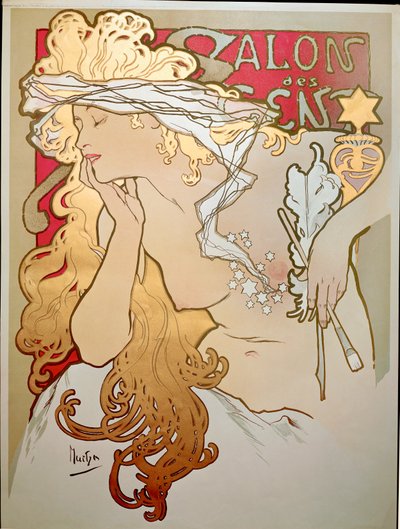 ナイトクラブ「サロン・デ・サン」のポスター 作： Alphonse Marie Mucha